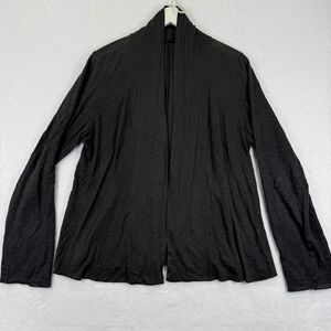 Eileen Fisher 100% Linen Turtleneck Long Sleeve Top Size L Charcoal Grey